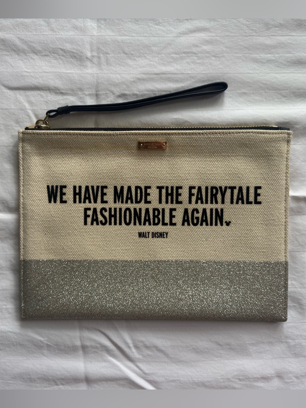 Kate Spade x Disney Walt Disney Quote Metallic Clutch Wristlet